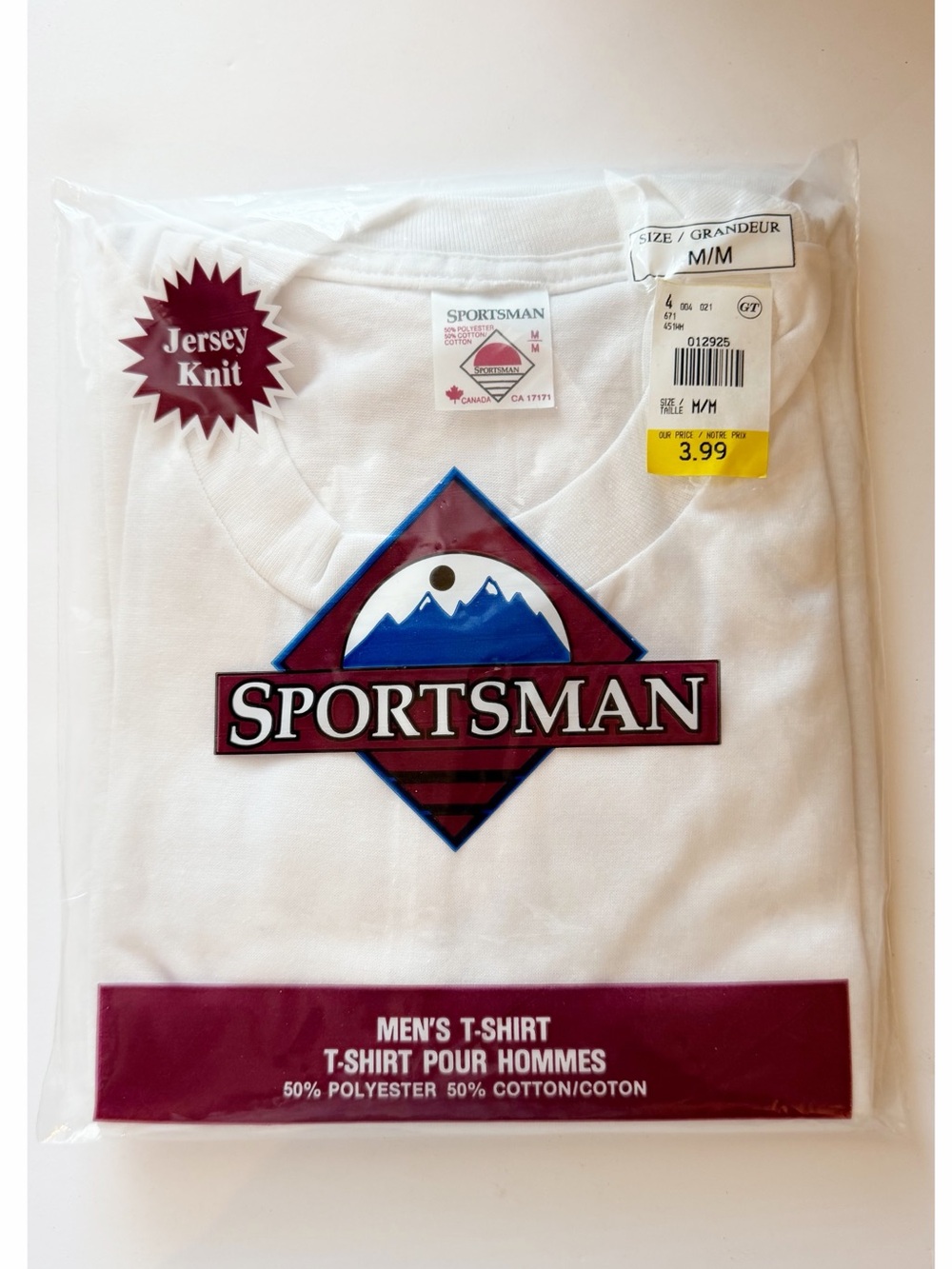 Vintage Sportsman Men's White Jersey Knit T-Shirt Medium